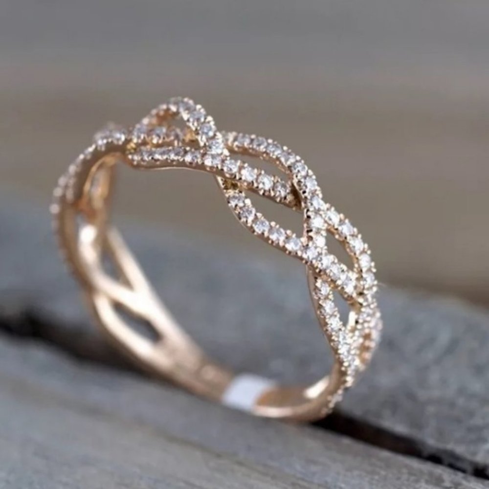 New Rose Gold plated Pave Zircon Ring